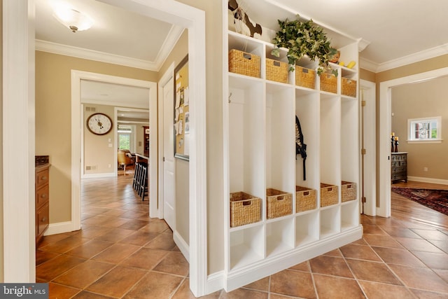 3054 Jordan Rd, Orefield, PA 18069 - mudroom featuring ornamental molding, tile patterned floors, and plenty of natural light