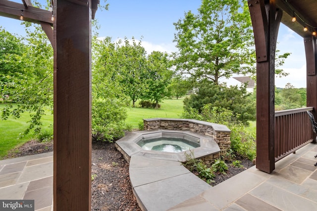 3054 Jordan Rd, Orefield, PA 18069 - view of patio / terrace with an outdoor hot tub
