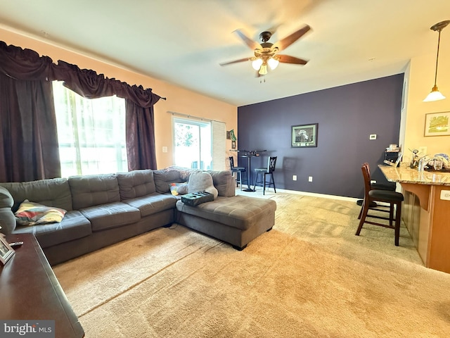 45657 Bethfield Way, California, MD 20619 - carpeted living room featuring ceiling fan and a sink