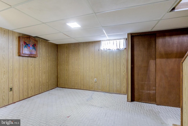 257 Westpark Ln, Clifton Heights, PA 19018 - below grade area with a paneled ceiling and wooden walls