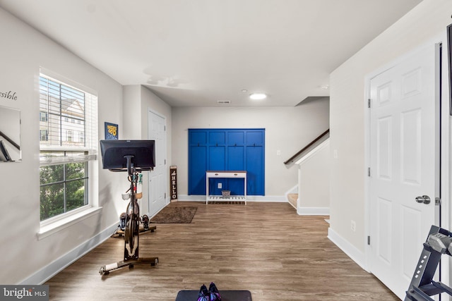 6203 Posey St, Frederick, MD 21703 - exercise area featuring wood finished floors and recessed lighting