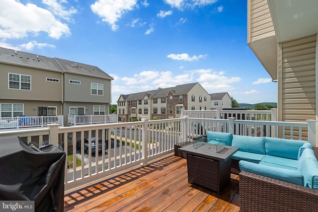 6203 Posey St, Frederick, MD 21703 - deck featuring an outdoor living space, a residential view, and area for grilling