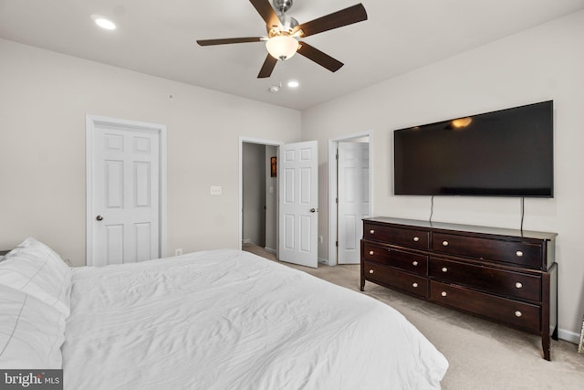 6203 Posey St, Frederick, MD 21703 - bedroom featuring light carpet, ceiling fan, and recessed lighting