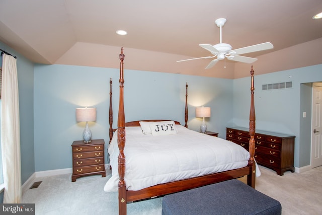 3879 Charter Club Dr, Doylestown, PA 18902 - bedroom with carpet flooring, lofted ceiling, a ceiling fan, and recessed lighting