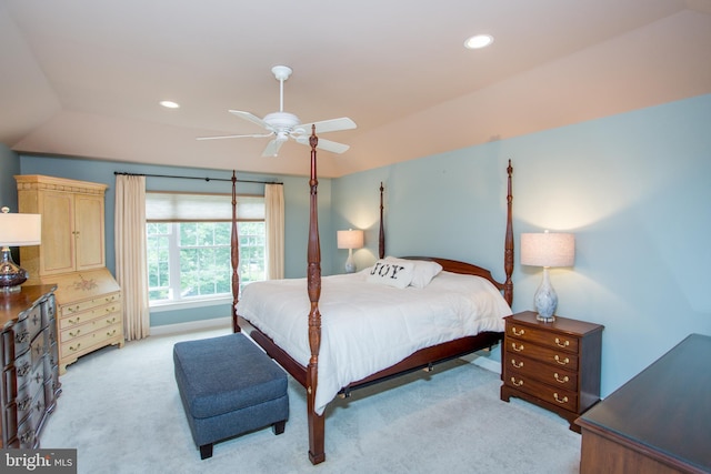 3879 Charter Club Dr, Doylestown, PA 18902 - bedroom featuring light carpet, recessed lighting, and a ceiling fan