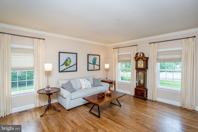 3879 Charter Club Dr, Doylestown, PA 18902 - living area featuring ornamental molding and wood finished floors