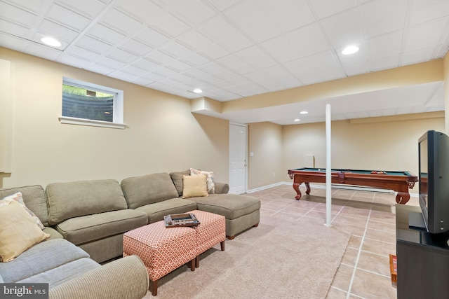 1600 Old Mill Bottom Run, Annapolis, MD 21409 - living area with billiards table, light tile patterned floors, and recessed lighting