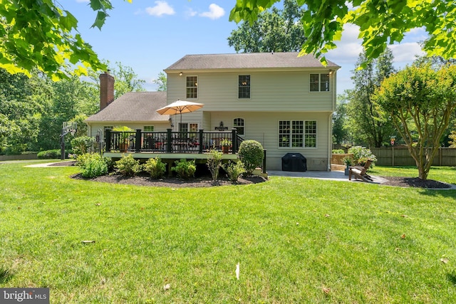 1600 Old Mill Bottom Run, Annapolis, MD 21409 - back of house featuring a wooden deck, a chimney, and a patio