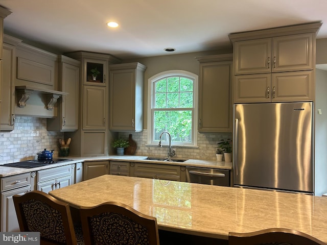 1600 Old Mill Bottom Run, Annapolis, MD 21409 - kitchen featuring stainless steel appliances, backsplash, gray cabinetry, recessed lighting, and light stone counters