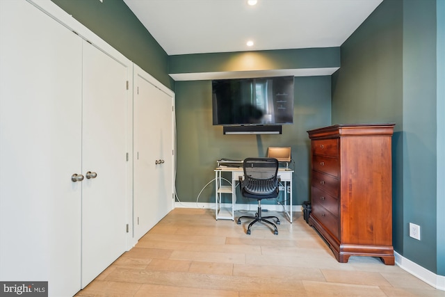 3240 Hiatt Pl NW Unit 4, Washington, DC 20010 - home office featuring light wood-style floors and recessed lighting