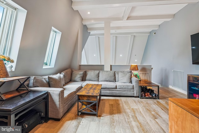 3240 Hiatt Pl NW Unit 4, Washington, DC 20010 - living area featuring wood-type flooring, beamed ceiling, and recessed lighting