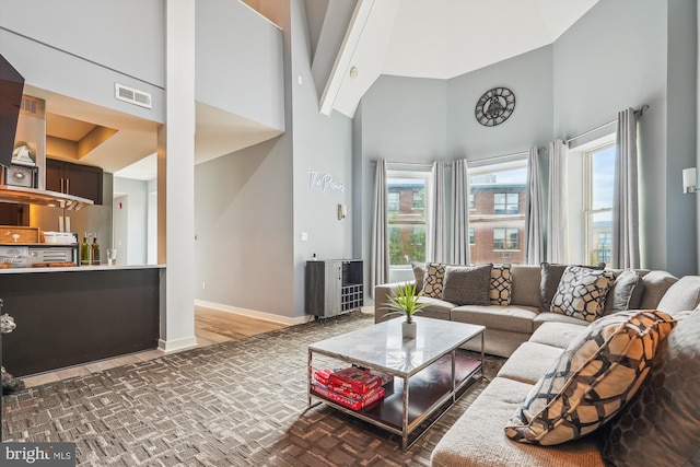 3240 Hiatt Pl NW Unit 4, Washington, DC 20010 - living area with high vaulted ceiling and baseboards