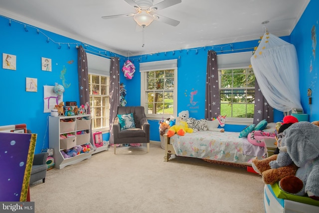 11603 Auburn Grove Ct, Reston, VA 20194 - carpeted bedroom featuring ornamental molding and ceiling fan