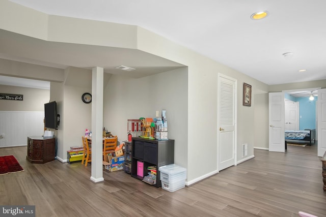 11603 Auburn Grove Ct, Reston, VA 20194 - basement featuring wood finished floors, ceiling fan, and recessed lighting