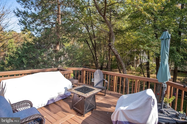 11603 Auburn Grove Ct, Reston, VA 20194 - wooden terrace with a fire pit and a grill
