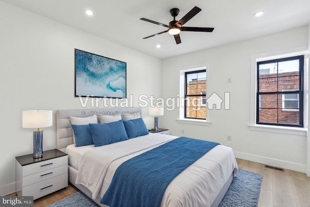 2012 S Mildred St, Philadelphia, PA 19148 - bedroom with wood finished floors, recessed lighting, and ceiling fan