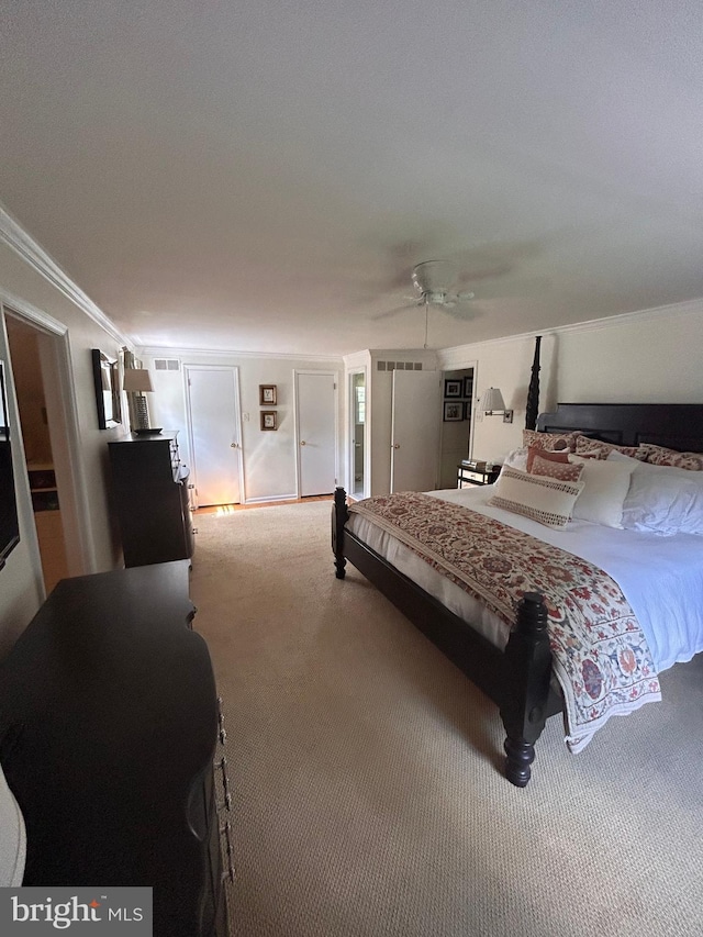 223 Country Gate Rd, Wayne, PA 19087 - carpeted bedroom featuring ornamental molding and a ceiling fan