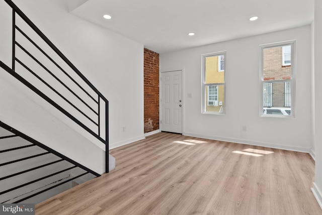 3216 N Randolph St, Philadelphia, PA 19140 - foyer entrance with stairway, light wood-style floors, and recessed lighting