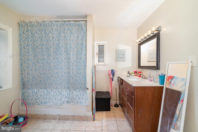 2941 N 6th St, Harrisburg, PA 17110 - full bathroom with vanity, tile patterned floors, and curtained shower