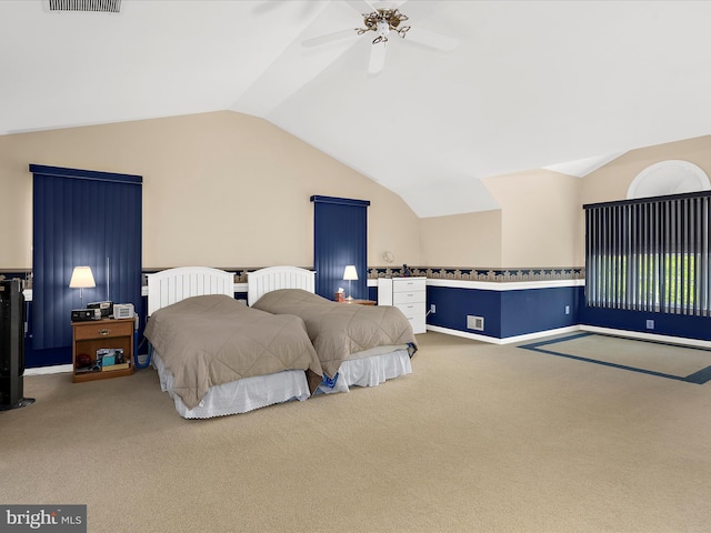 1509 Winfields Ln, Gambrills, MD 21054 - carpeted bedroom featuring vaulted ceiling and ceiling fan