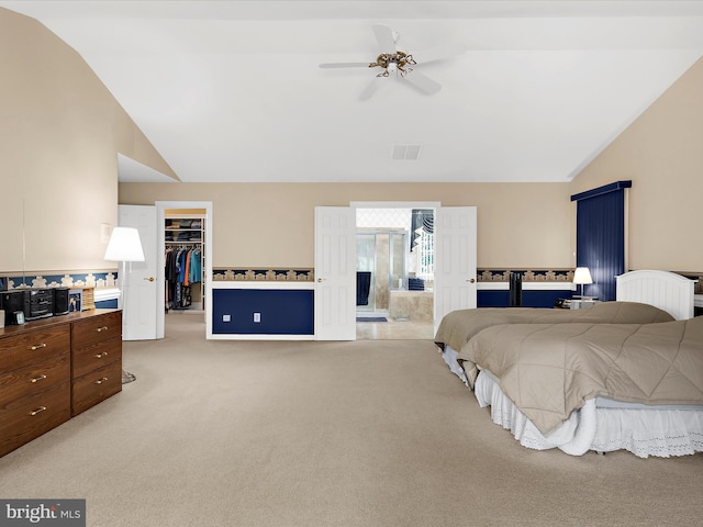 1509 Winfields Ln, Gambrills, MD 21054 - bedroom featuring lofted ceiling, light carpet, a spacious closet, a closet, and ceiling fan