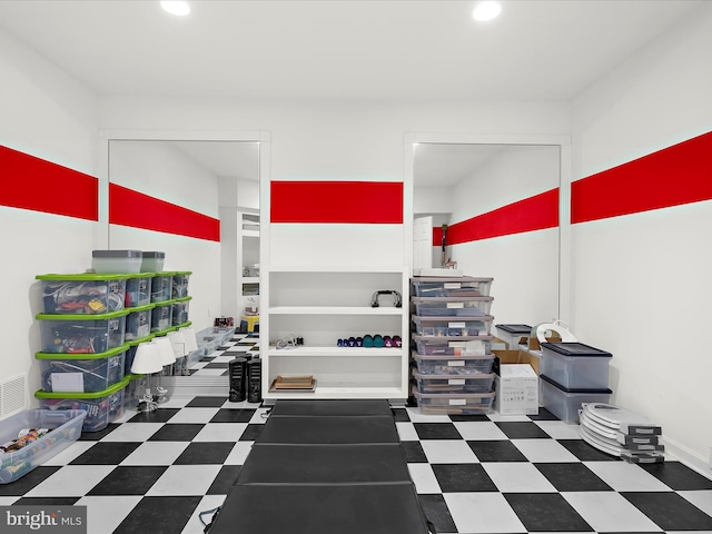 1509 Winfields Ln, Gambrills, MD 21054 - workout area featuring tile patterned floors and recessed lighting
