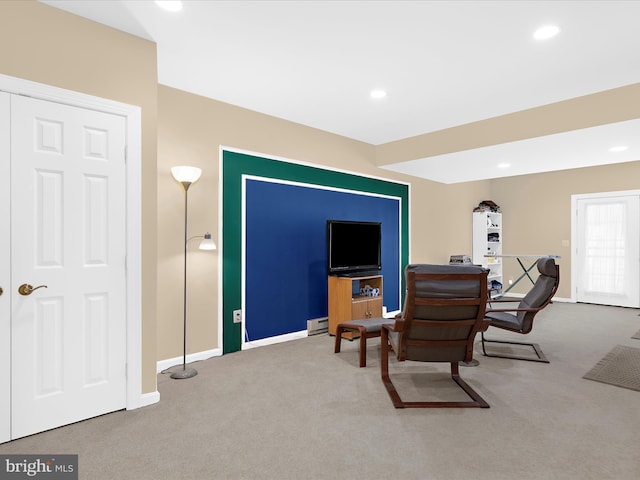 1509 Winfields Ln, Gambrills, MD 21054 - sitting room with carpet flooring, baseboard heating, and recessed lighting