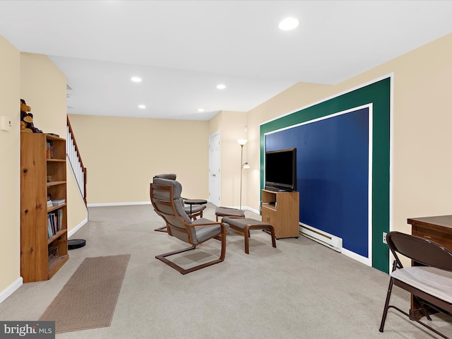 1509 Winfields Ln, Gambrills, MD 21054 - sitting room with a baseboard heating unit, recessed lighting, and carpet flooring