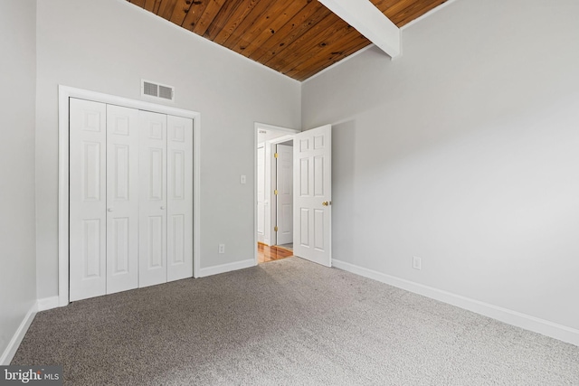 7746 Donnybrook Ct Unit 207, Annandale, VA 22003 - unfurnished bedroom with wooden ceiling, carpet flooring, and a closet