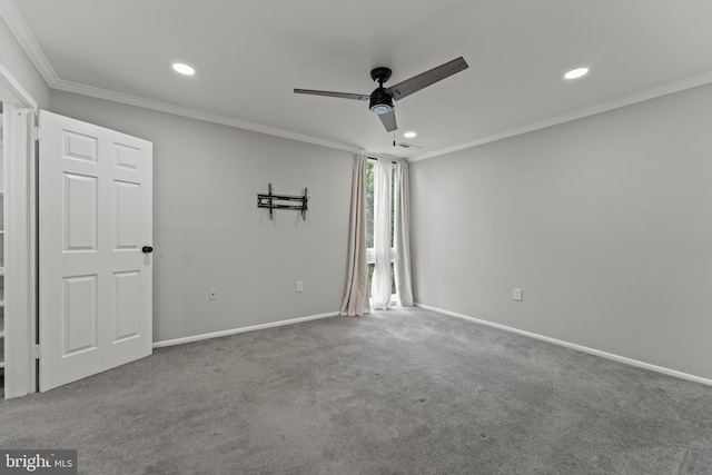 8677 Greenbelt Rd Unit 201, Greenbelt, MD 20770 - empty room with ceiling fan, recessed lighting, carpet floors, and crown molding