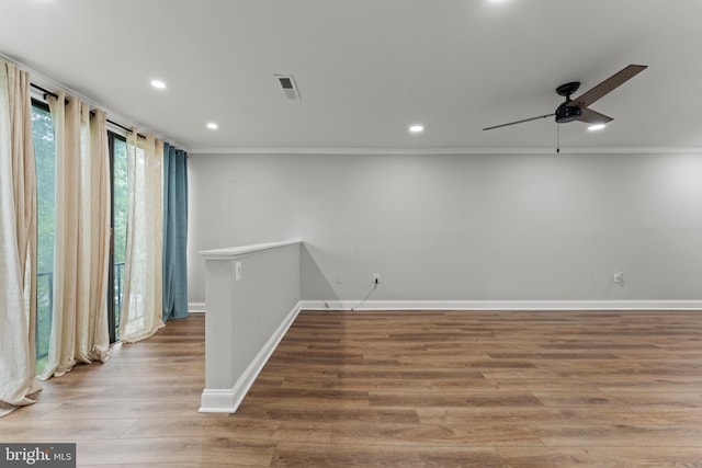 8677 Greenbelt Rd Unit 201, Greenbelt, MD 20770 - empty room with recessed lighting, wood finished floors, ornamental molding, and a ceiling fan