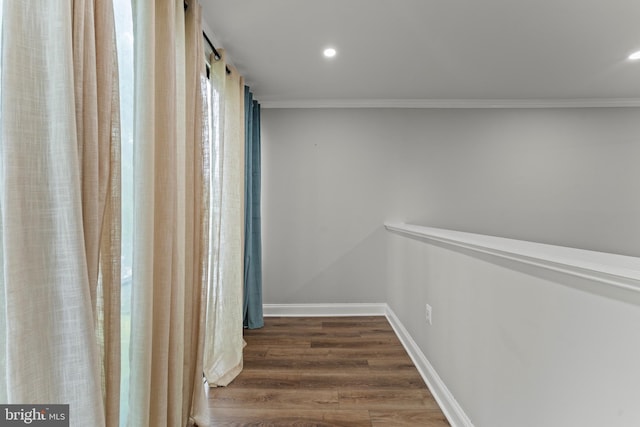 8677 Greenbelt Rd Unit 201, Greenbelt, MD 20770 - hall featuring ornamental molding, wood finished floors, and recessed lighting