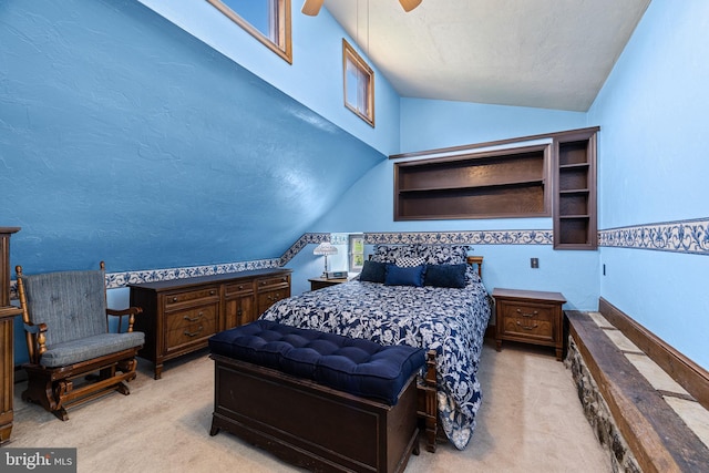 1445 Farmington Ave, Pottstown, PA 19464 - carpeted bedroom with vaulted ceiling and ceiling fan
