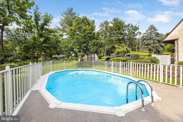 1445 Farmington Ave, Pottstown, PA 19464 - view of swimming pool featuring view of scattered trees and a shed