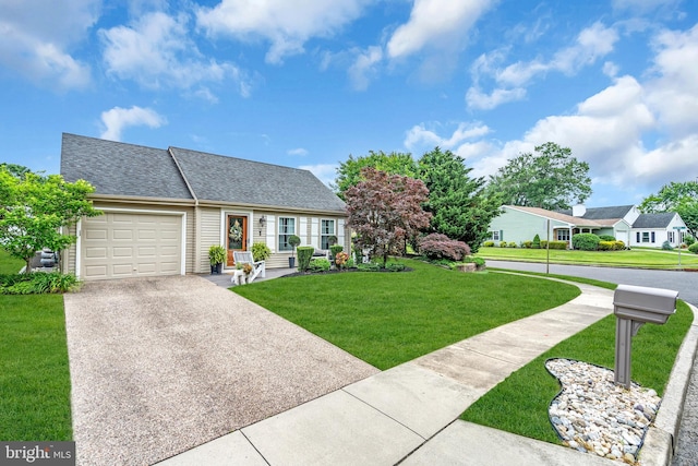 19 Warwick Way, Southampton, NJ 08088 - view of front of property featuring driveway, an attached garage, a front lawn, and a shingled roof
