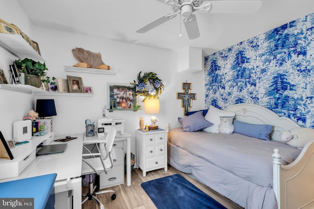 19 Warwick Way, Southampton, NJ 08088 - bedroom featuring an office area, light wood-style flooring, and ceiling fan