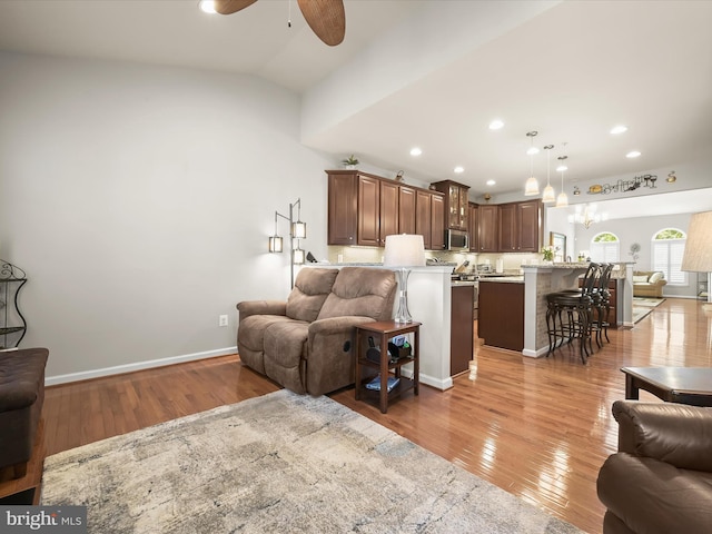 5910 Constance Way, New Market, MD 21774 - living room featuring ceiling fan, light wood-type flooring, and recessed lighting