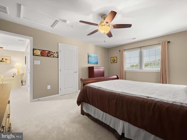 5910 Constance Way, New Market, MD 21774 - bedroom featuring attic access, light colored carpet, and ceiling fan