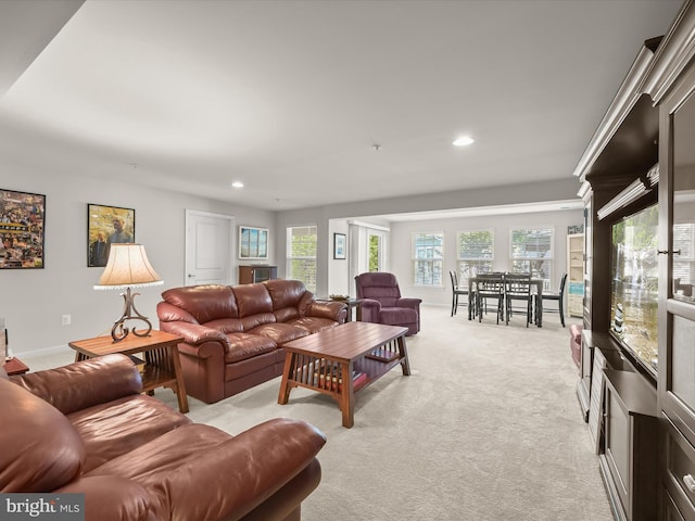 5910 Constance Way, New Market, MD 21774 - living area featuring light carpet and recessed lighting