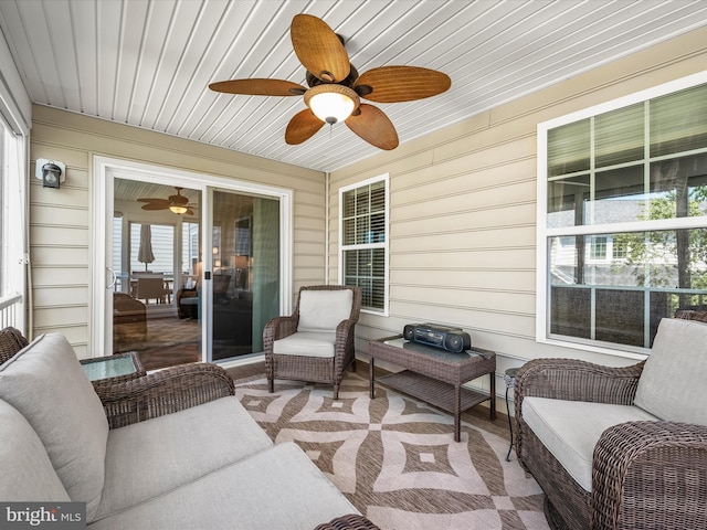 5910 Constance Way, New Market, MD 21774 - sunroom / solarium with an outdoor living space, plenty of natural light, and ceiling fan