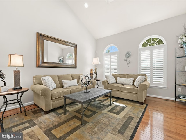 5910 Constance Way, New Market, MD 21774 - living room featuring high vaulted ceiling and light wood-style floors