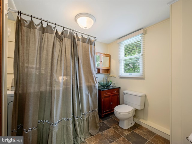 507 S Fairfax Blvd, Charles Town, WV 25414 - full bath featuring vanity, stone tile flooring, and a shower with curtain