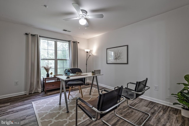 20408 Shore Harbour Dr Unit 5-C, Germantown, MD 20874 - office area featuring wood finished floors and a ceiling fan
