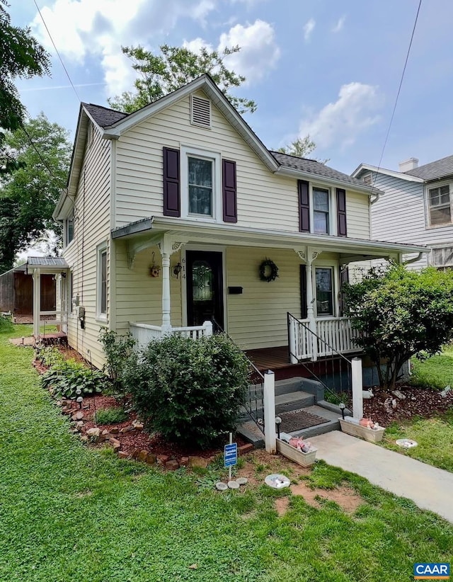 614N Commerce St, Culpeper, VA 22701 - view of front of house featuring covered porch and a front lawn