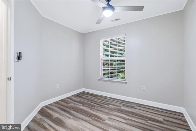 6116 Baldridge Ter, Frederick, MD 21701 - unfurnished room with a ceiling fan, wood finished floors, and crown molding