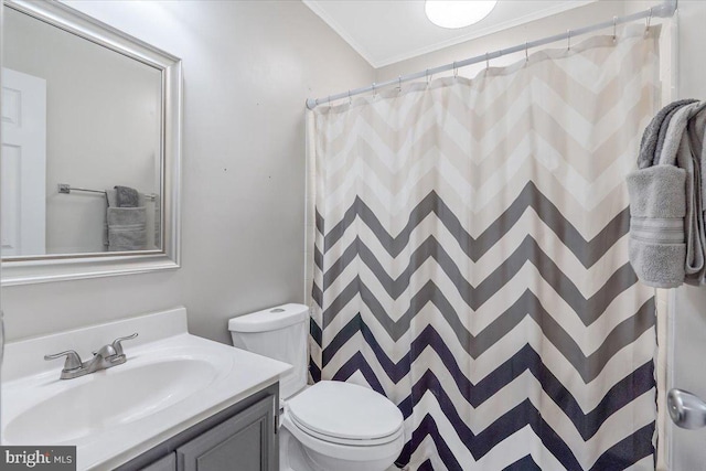 6116 Baldridge Ter, Frederick, MD 21701 - bathroom with vanity, crown molding, and a shower with shower curtain
