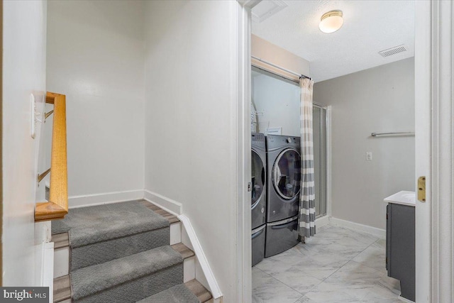 6116 Baldridge Ter, Frederick, MD 21701 - laundry room with separate washer and dryer and light marble finish floors