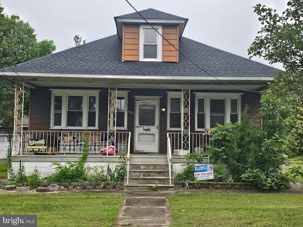 475 White Horse Pike, Atco, NJ 08004 - view of front of property with a shingled roof, a porch, and a front yard