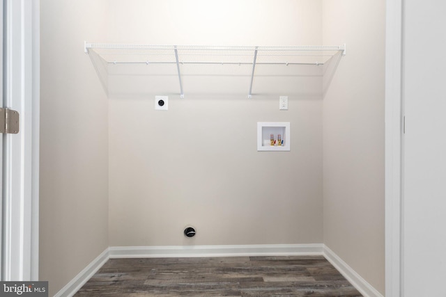 916 Lakeview Dr, Colonial Beach, VA 22443 - laundry area with hookup for a washing machine, electric dryer hookup, and dark wood-style flooring