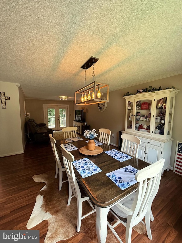 4123 Cassell Blvd, Prince Frederick, MD 20678 - dining room featuring a textured ceiling, wood finished floors, and french doors